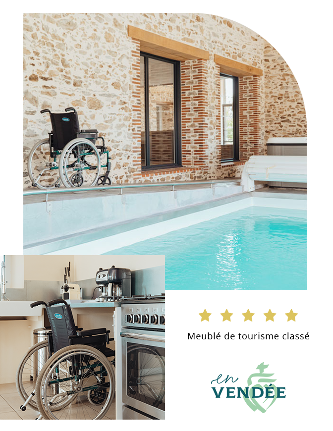Gîte complètement accessible aux handicapés dans les Les clés du Chant Vendée - Label Tourisme Handicap